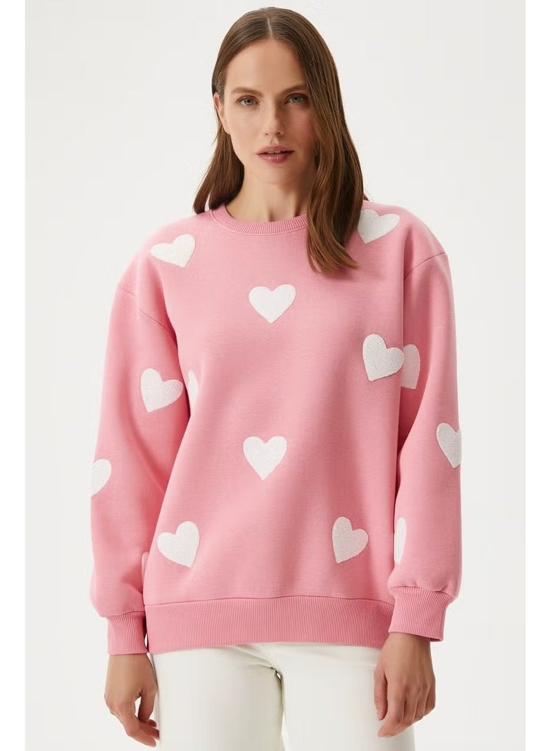 Ritnice Women's Love Heart Embroidered Pink Sweatshirt - Image 2